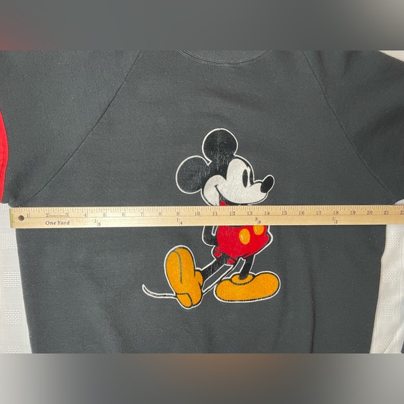 Vintage Disney Mickey Mouse Raglan Sweatshirt – Black – XL – 70s/80s - Picture 5 of 11